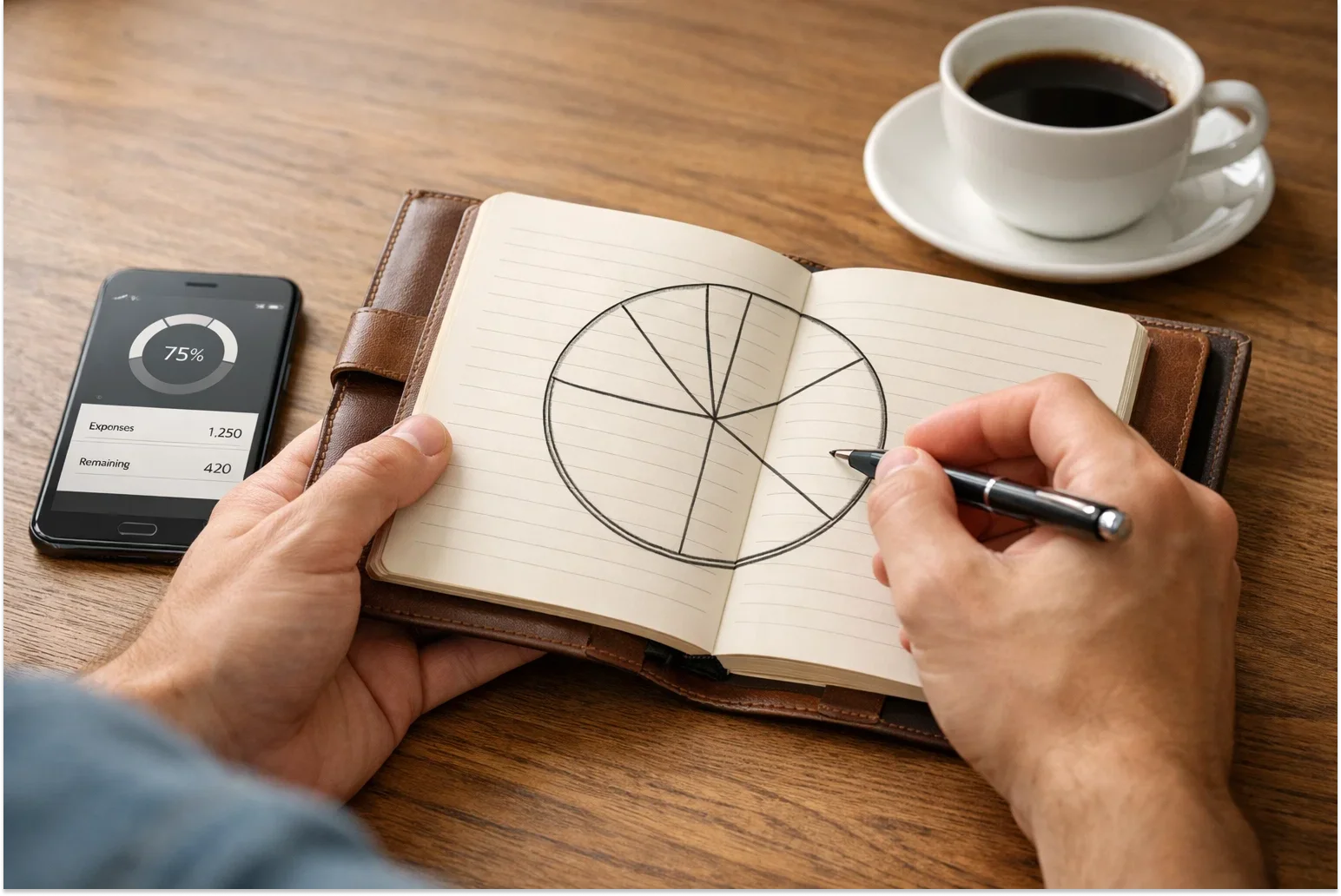 Scommettitore che pianifica la gestione del capitale su taccuino