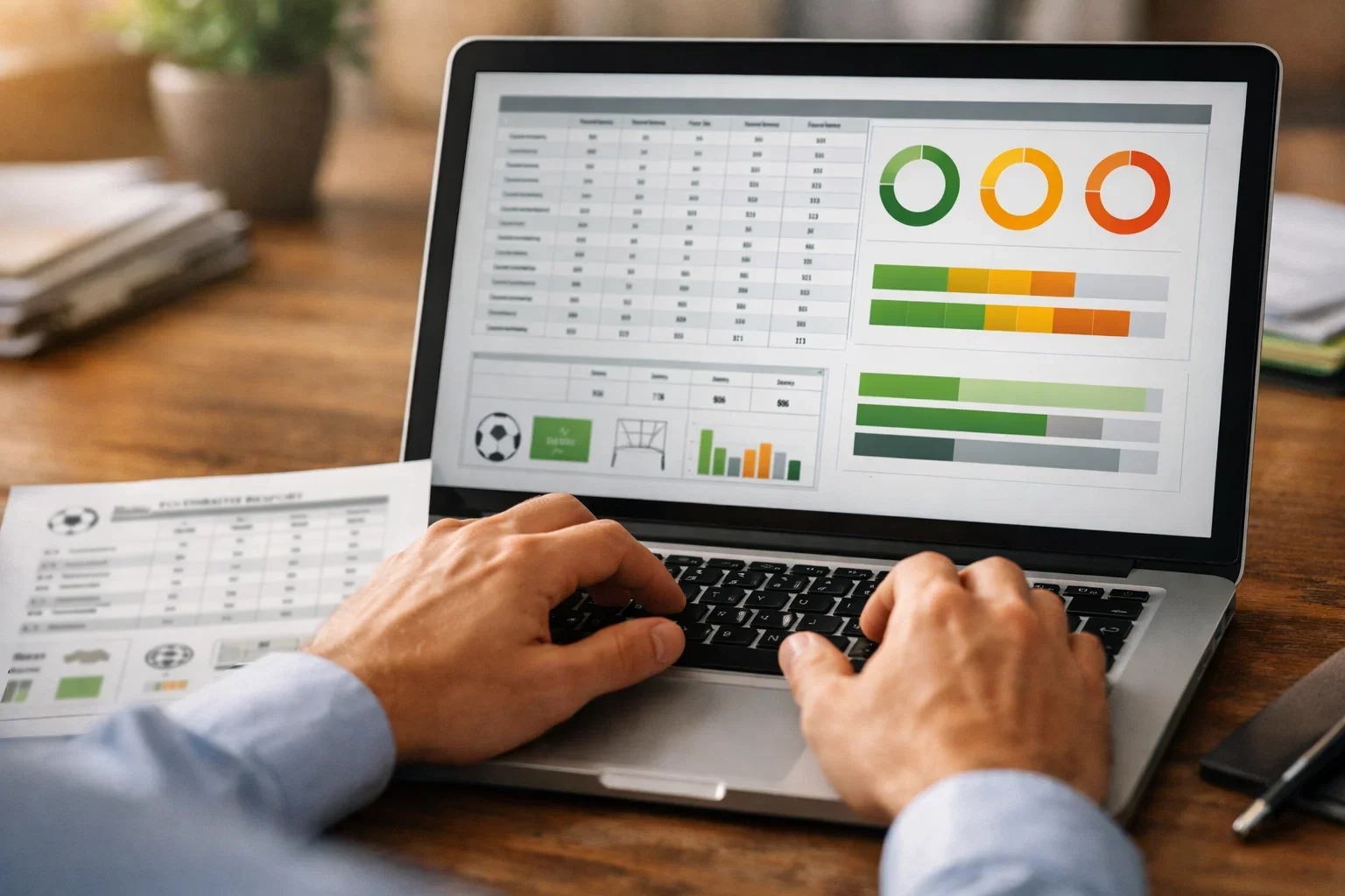 Analista che studia quote e margini dei bookmaker su schermo
